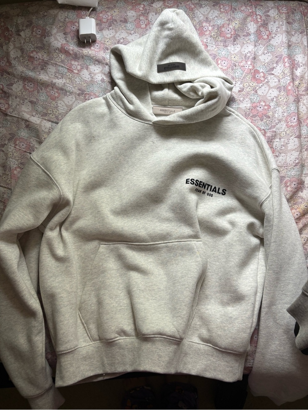 Essentials Men’s Off-White Pullover Hoodie with Chest Logo